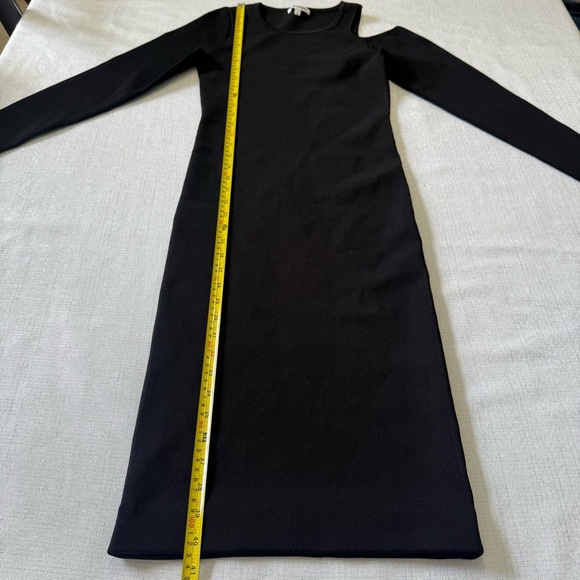 Good American Cold One Shoulder Dress Long Sleeve Ribbed Detail Black Size 3 L - Picture 6 of 7